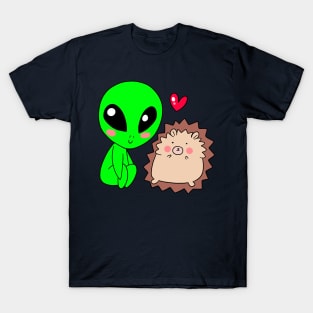 Alien Loves Hedgehog T-Shirt